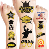 103 PCS Graduation Temporary Tattoos - Black and Gold Congrats Grad Party Themed Stickers for Kids Birthday Party Supplies, Decorations, Favors, and Prizes - Cute Gifts for Boys and Girls